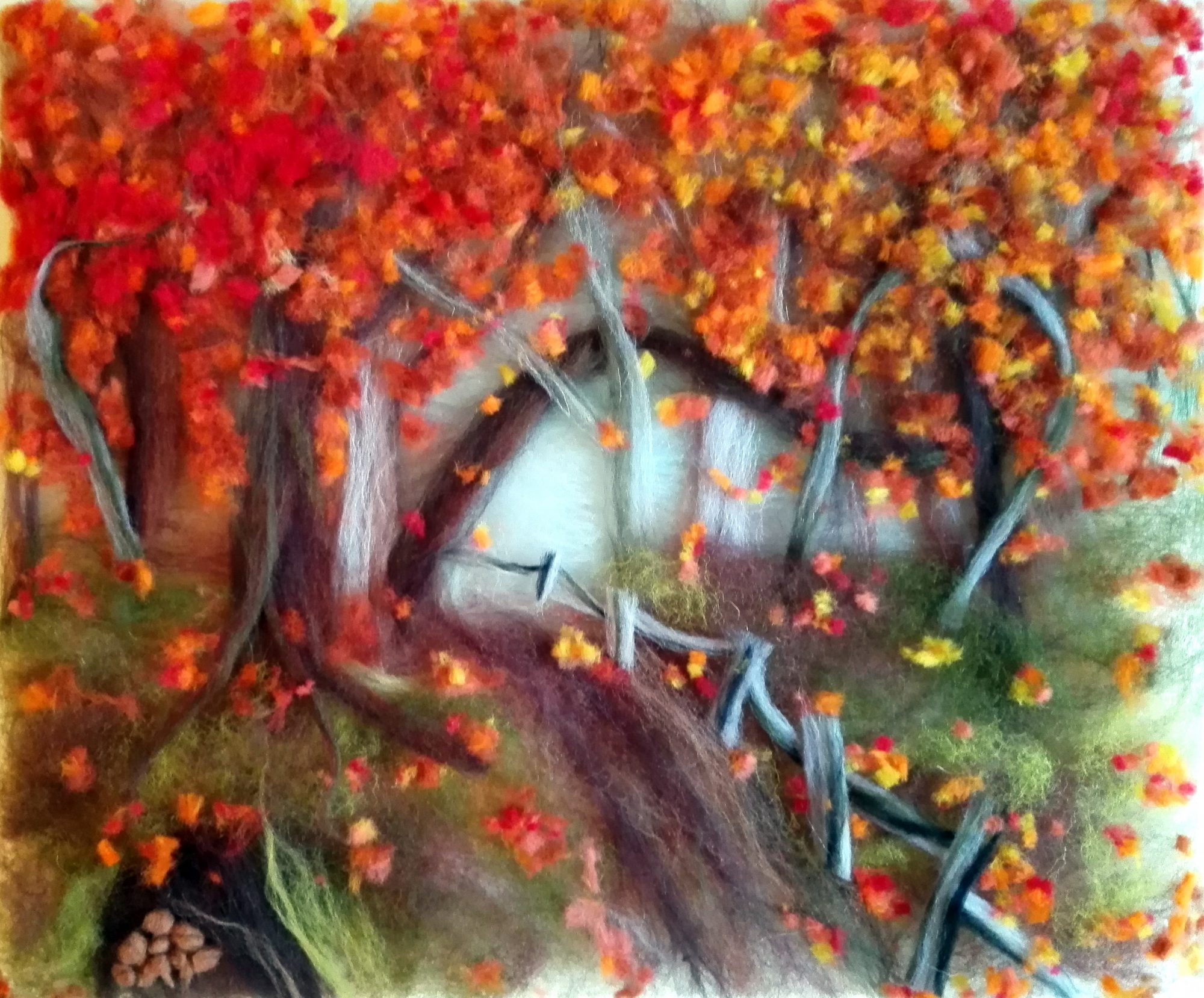 ‘Autumn landscape’ wool painting course with Raya Brown at Broadway Tower Cotswolds