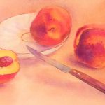 Juicy Peaches original watercolour by Raya Brown