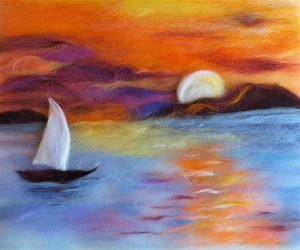 ‘Sunset in wool painting’  taster session for complete beginners in Art and Craft in Worcestershire