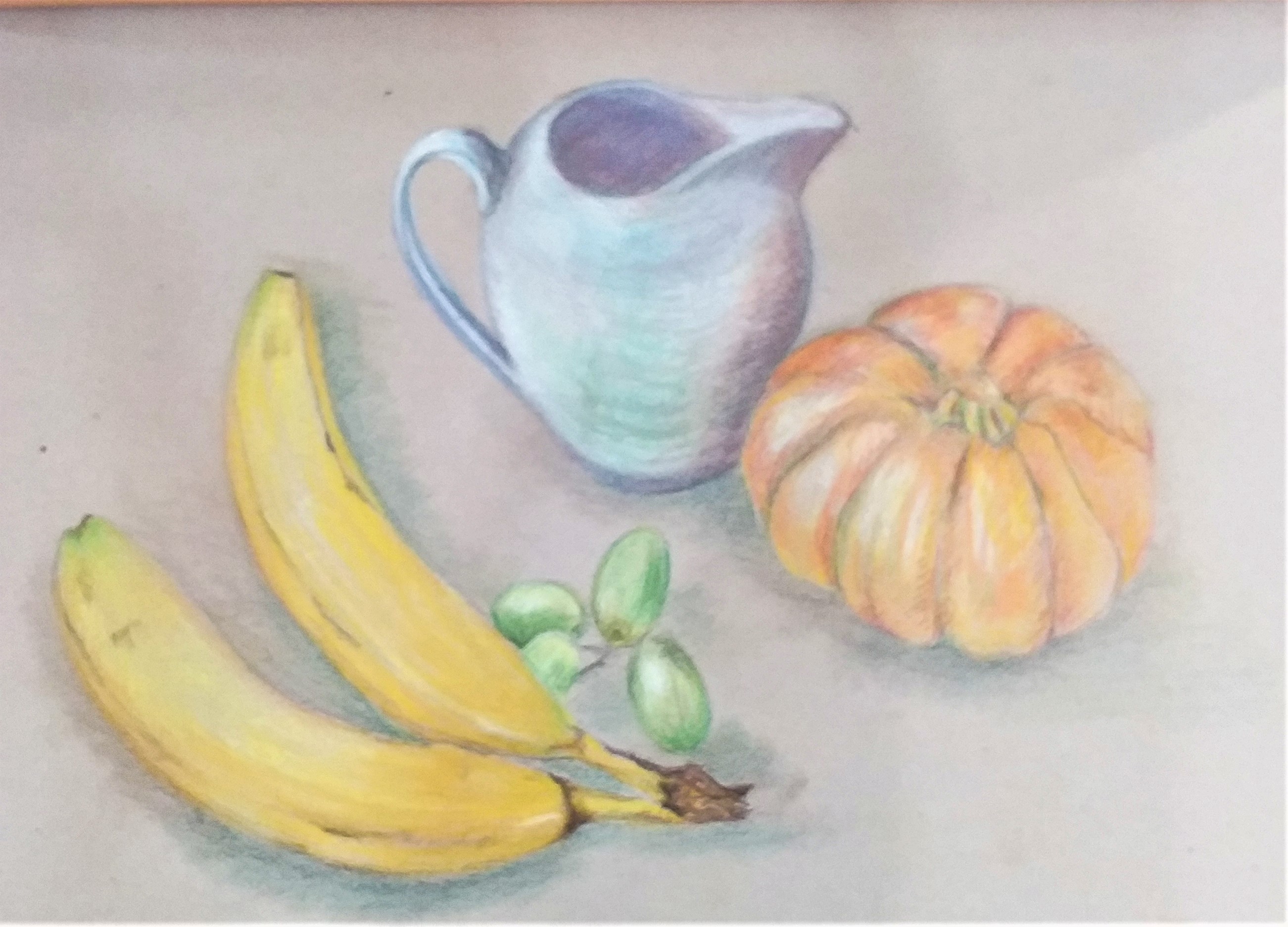 Pastel drawing of a Still life created by a student at art course in Kidderminster Worcestershire